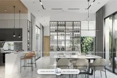 Với căn biệt thự này ánh sáng tự nhiên được lấy tối ưu mọi phương hướng và phòng ăn cũng không ngoại lệ