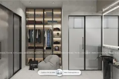 bồn cầu vệ sinh phòng ngủ master được thiết kế có cảnh cửa riềng biệt khỏi ảnh hưởng đến các không gian khác