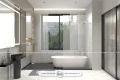 Nhà vệ sinh phòng ngủ master được thiết kế hòa quyện thiên nhiên