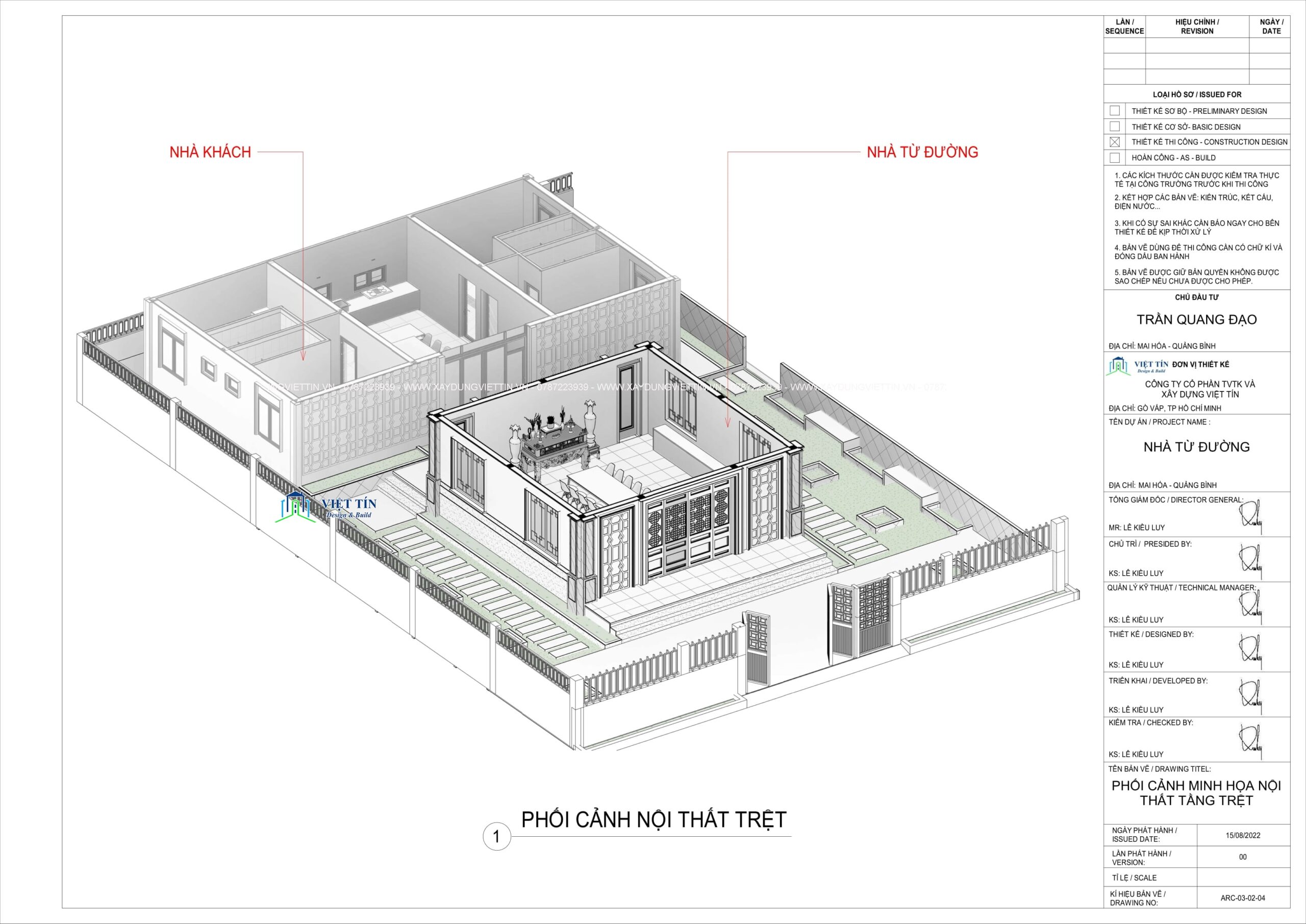 [Thiết kế sang trọng] Tổ hợp nhà thờ từ đường ở tại Quảng Bình | XÂY DỰNG VIỆT TÍN