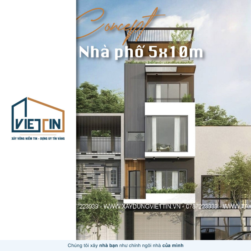 nhà phố 5x10 mét