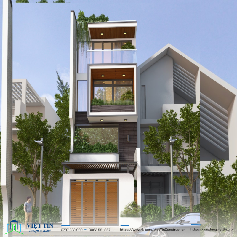 Không gian hiện đại cho nhà phố 4 tầng: an yên hòa quyện trong vẻ đẹp tự nhiên cùng - VIET TIN CONSTRUCTION