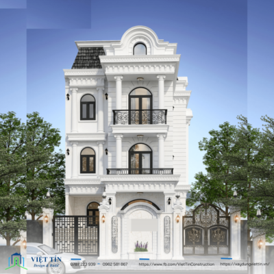 Vẻ đẹp vượt thời gian của thiết kế nhà phố 3 tầng tân cổ điển gam màu trắng sang trọng - VIET TIN CONSTRUCTION