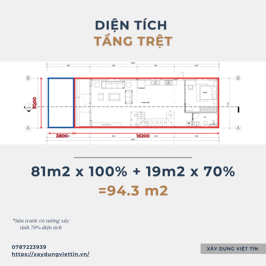 Hướng dẫn tính diện tích xây nhà