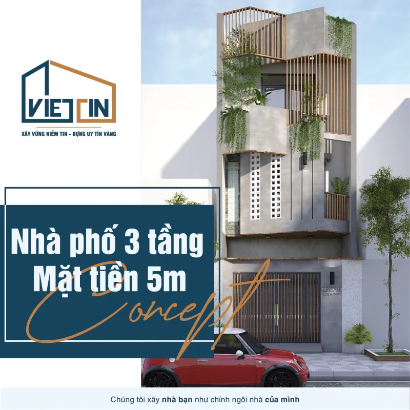 Nhà phố 3 tầng mặt tiền 5m