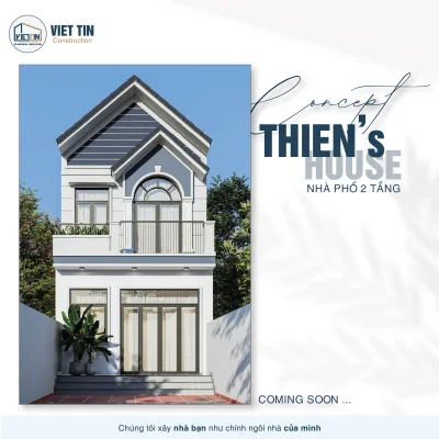Nhà ống 2 tầng hiện đại mái Thái