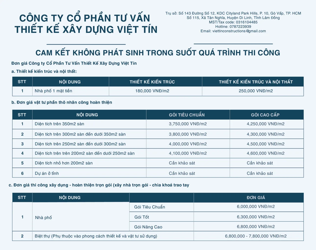 BÁO GIÁ XÂY DỰNG VIỆT TÍN